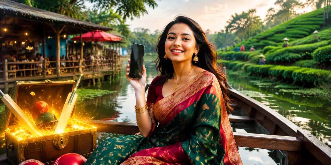 ময়মনসিংহে চা বাগানের পাশে বসে a91 - এ ক্রিকেট বেটিং করছেন একজন উৎসাহী
